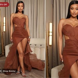 Organza Thigh Slit Gown-Fashion Nova